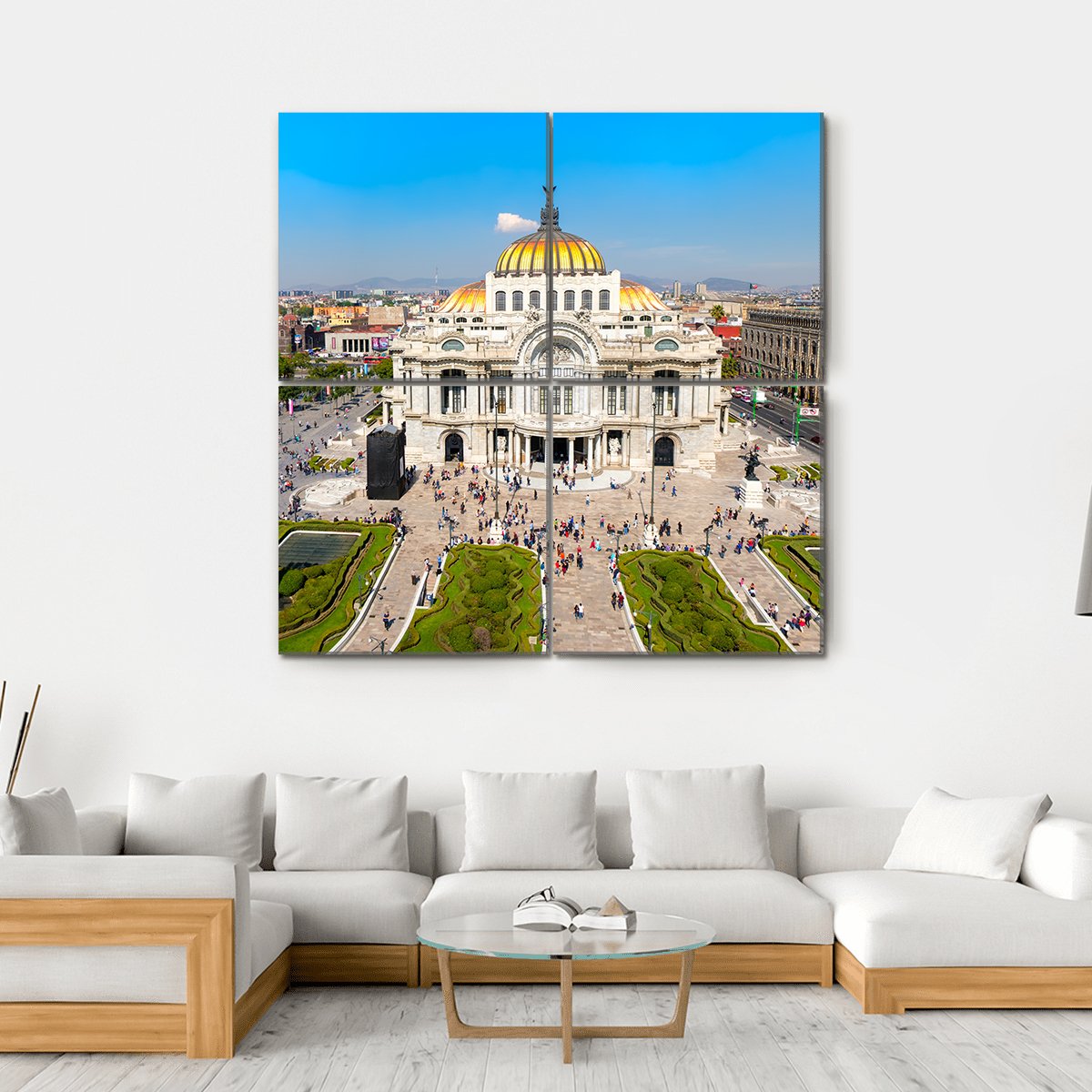 Palacio De Bellas Artes Canvas Wall Art-4 Square-Gallery Wrap-17" x 17"-Tiaracle