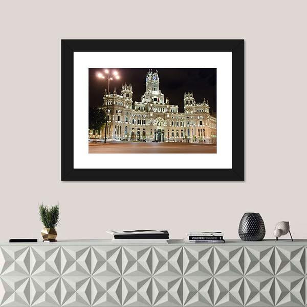 Palacio de Cibeles At Night Canvas Wall Art-3 Horizontal-Gallery Wrap-25" x 16"-Tiaracle