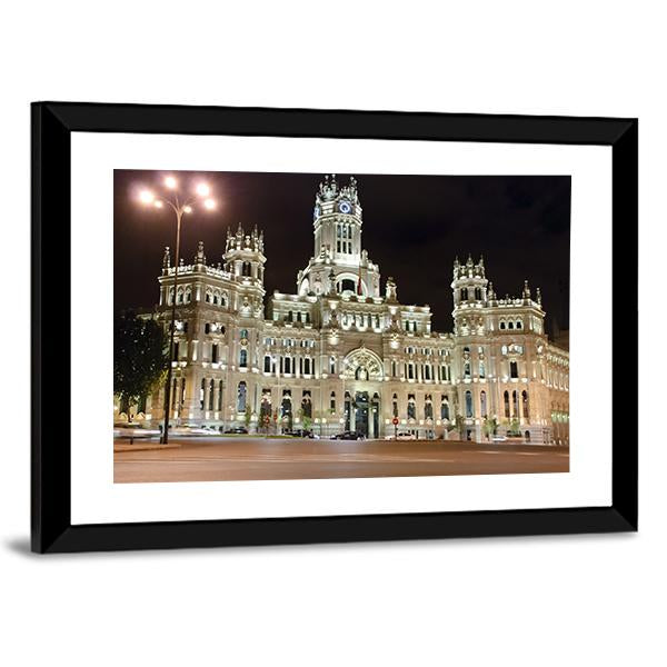 Palacio de Cibeles At Night Canvas Wall Art-3 Horizontal-Gallery Wrap-25" x 16"-Tiaracle