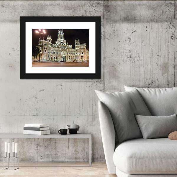 Palacio de Cibeles At Night Canvas Wall Art-3 Horizontal-Gallery Wrap-25" x 16"-Tiaracle