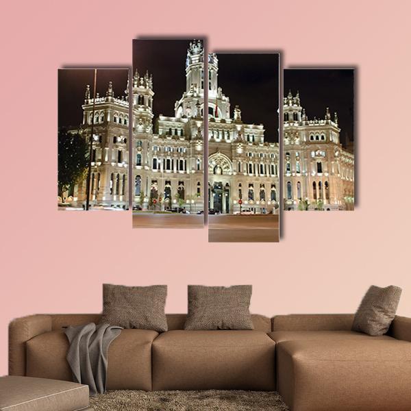 Palacio de Cibeles At Night Canvas Wall Art-4 Pop-Gallery Wrap-50" x 32"-Tiaracle