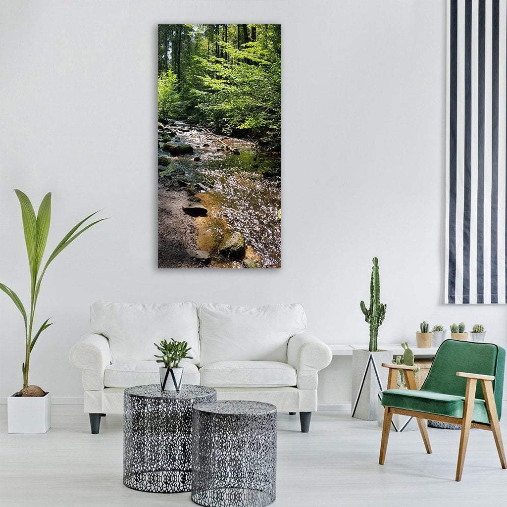 Palatinate Forest Creek Water Vertical Canvas Wall Art-3 Vertical-Gallery Wrap-12" x 25"-Tiaracle
