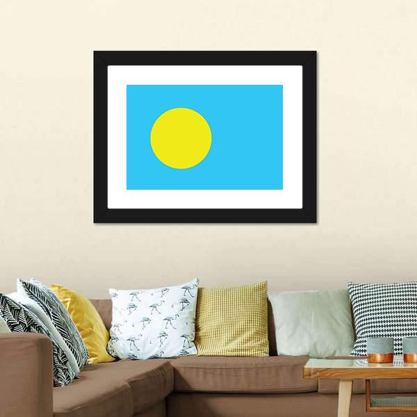 Palau Flag Canvas Wall Art-1 Piece-Framed Print-20" x 16"-Tiaracle