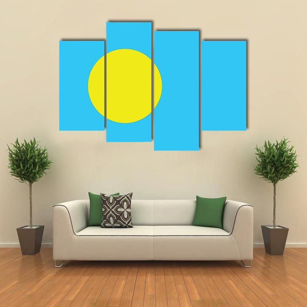 Palau Flag Canvas Wall Art-4 Pop-Gallery Wrap-50" x 32"-Tiaracle