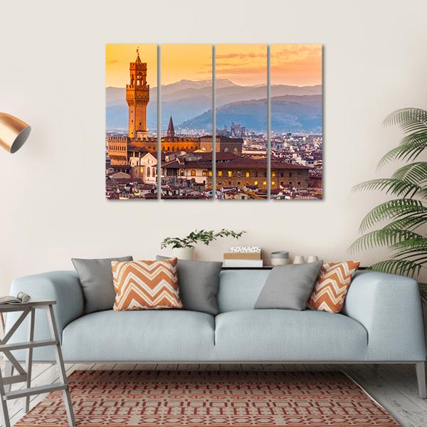 Palazzo Vecchio In Florence Canvas Wall Art-4 Horizontal-Gallery Wrap-34" x 24"-Tiaracle