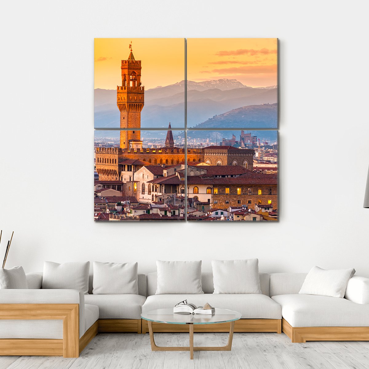 Palazzo Vecchio In Florence Canvas Wall Art-4 Square-Gallery Wrap-17" x 17"-Tiaracle