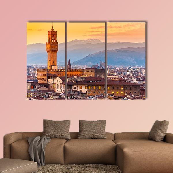 Palazzo Vecchio In Florence Canvas Wall Art-3 Horizontal-Gallery Wrap-37" x 24"-Tiaracle