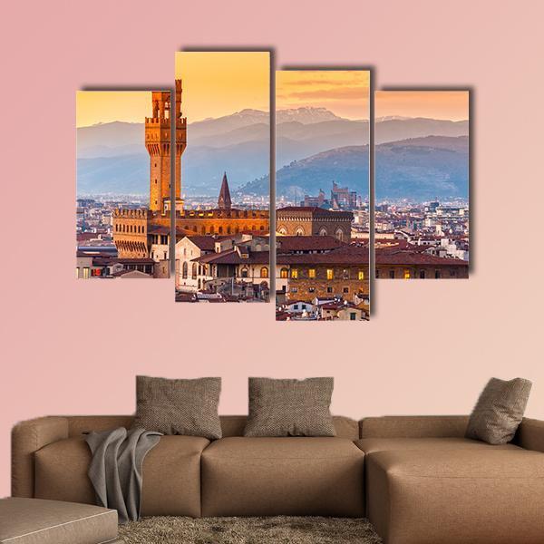 Palazzo Vecchio In Florence Canvas Wall Art-4 Pop-Gallery Wrap-50" x 32"-Tiaracle