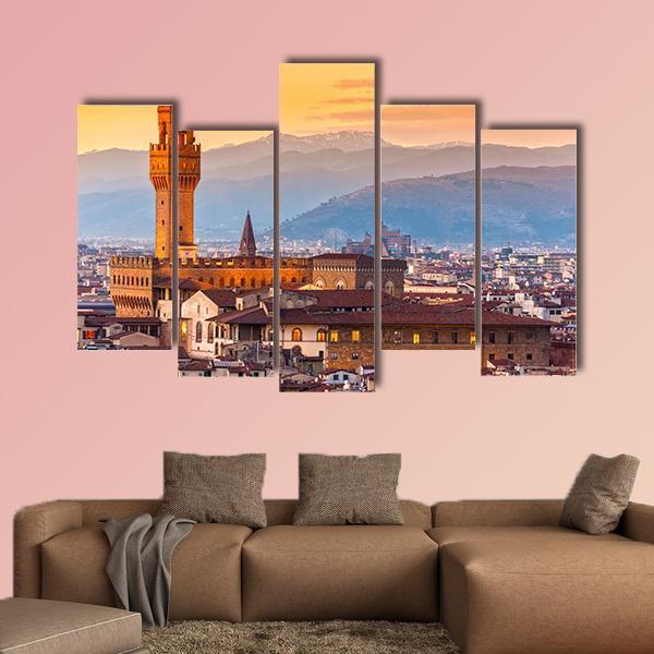 Palazzo Vecchio In Florence Canvas Wall Art-5 Pop-Gallery Wrap-47" x 32"-Tiaracle
