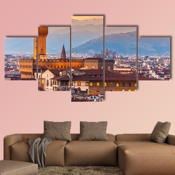 Palazzo Vecchio In Florence Canvas Wall Art-5 Star-Gallery Wrap-62" x 32"-Tiaracle