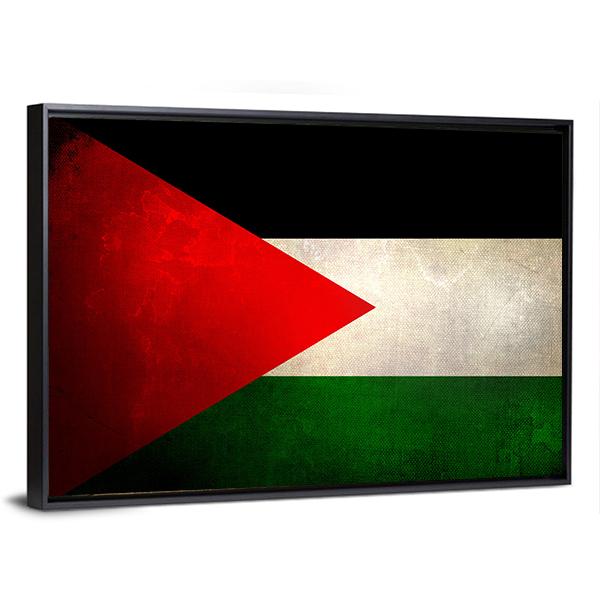 Grunge Palestine Flag Canvas Wall Art-3 Horizontal-Gallery Wrap-25" x 16"-Tiaracle