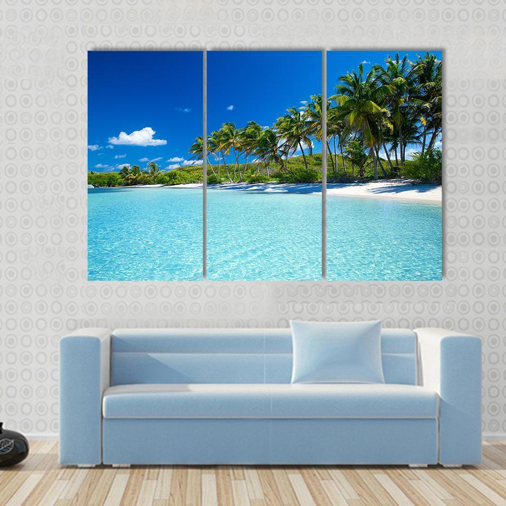 Palm Trees &amp; Tropical Beach Canvas Wall Art-3 Horizontal-Gallery Wrap-37" x 24"-Tiaracle