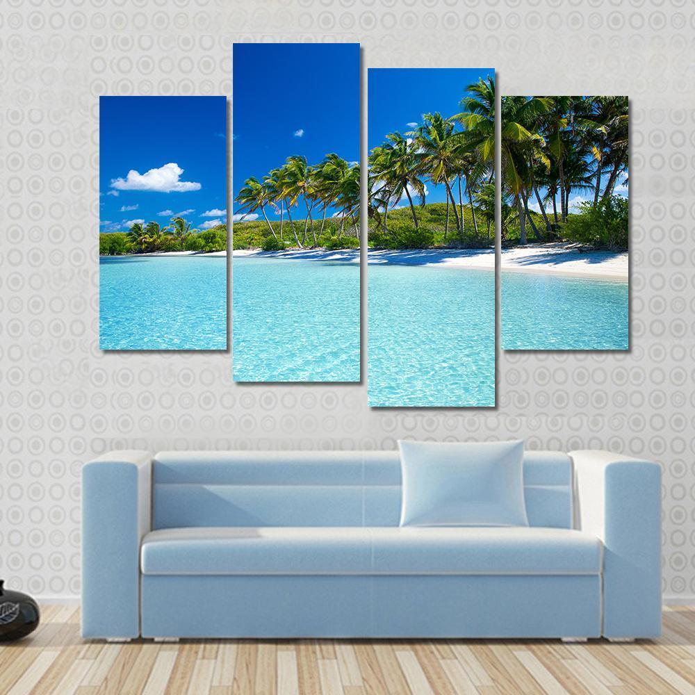 Palm Trees &amp; Tropical Beach Canvas Wall Art-4 Pop-Gallery Wrap-50" x 32"-Tiaracle