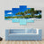 Palm Trees & Tropical Beach Canvas Wall Art-5 Pop-Gallery Wrap-47" x 32"-Tiaracle