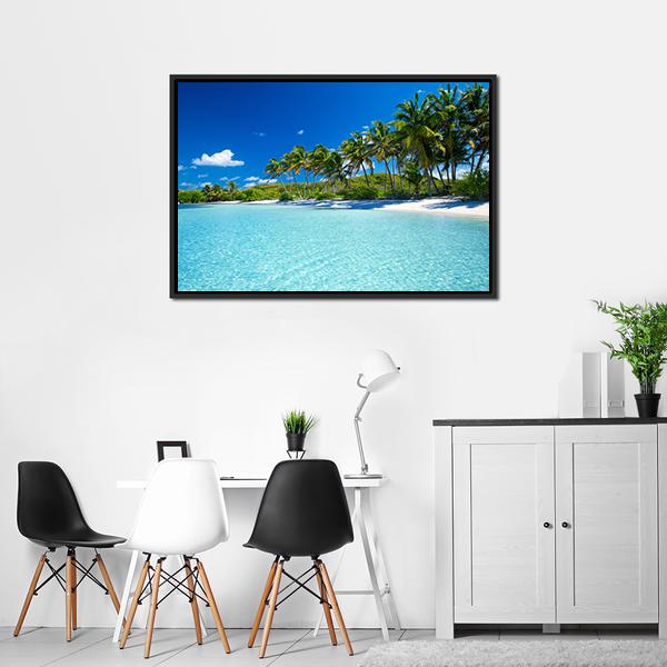 Palm Trees & Tropical Beach Canvas Wall Art-3 Horizontal-Gallery Wrap-25" x 16"-Tiaracle