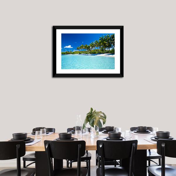 Palm Trees & Tropical Beach Canvas Wall Art-1 Piece-Framed Print-20" x 16"-Tiaracle