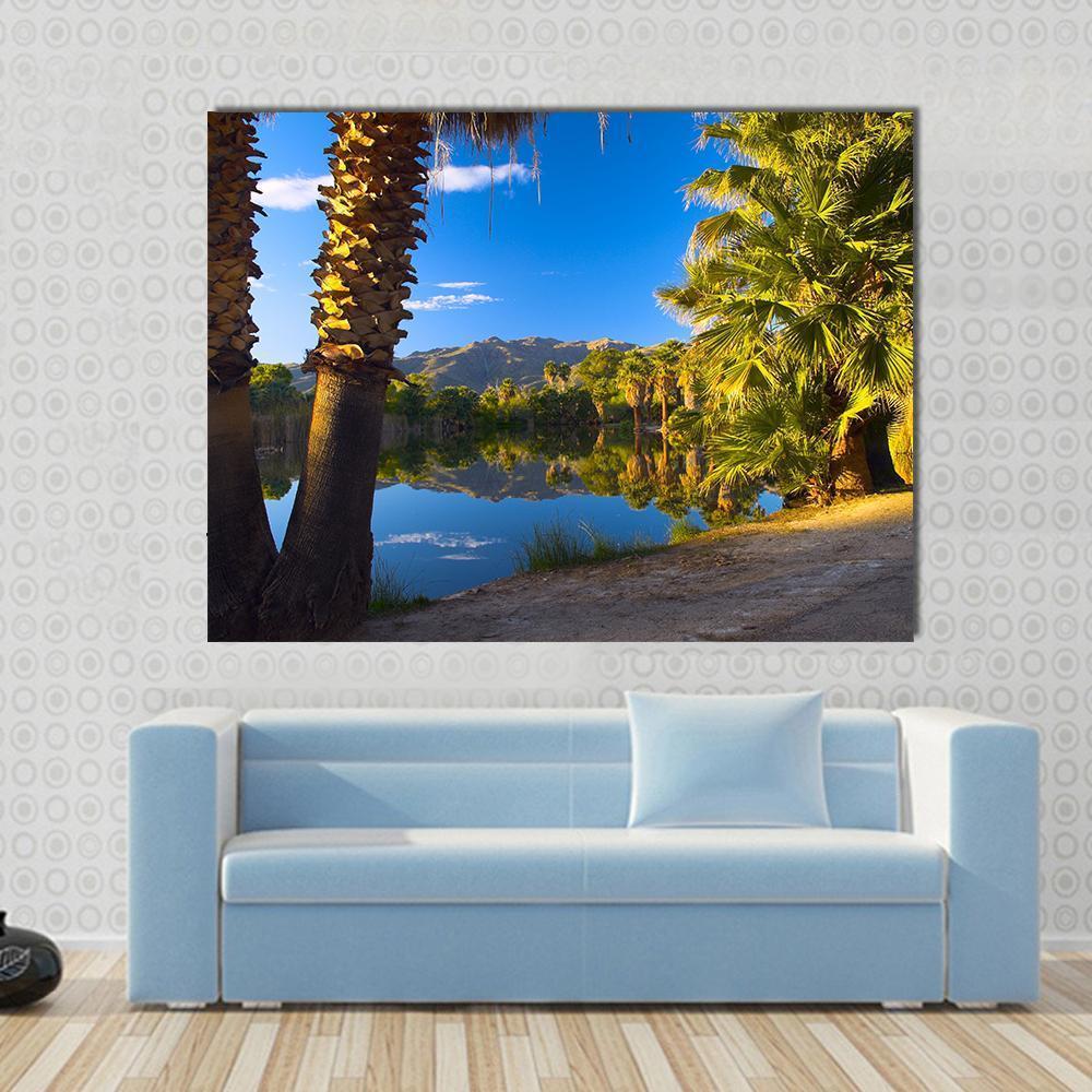 Palm Trees In Spring Season Canvas Wall Art-1 Piece-Gallery Wrap-48" x 32"-Tiaracle