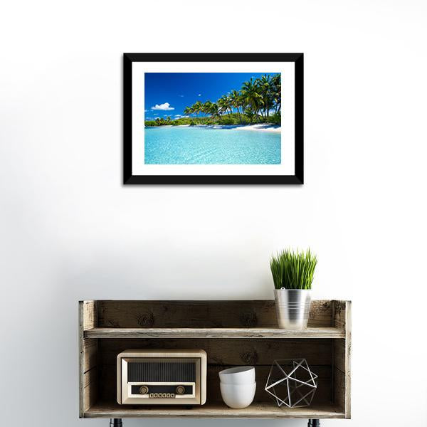 Palm Trees & Tropical Beach Canvas Wall Art-1 Piece-Framed Print-20" x 16"-Tiaracle
