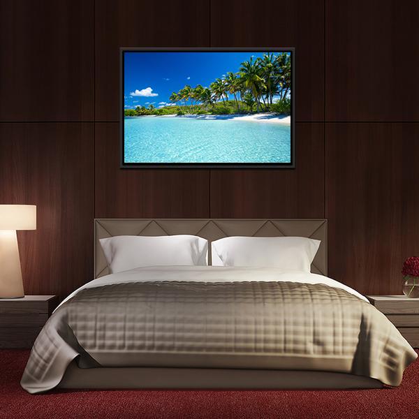 Palm Trees & Tropical Beach Canvas Wall Art-5 Horizontal-Gallery Wrap-22" x 12"-Tiaracle