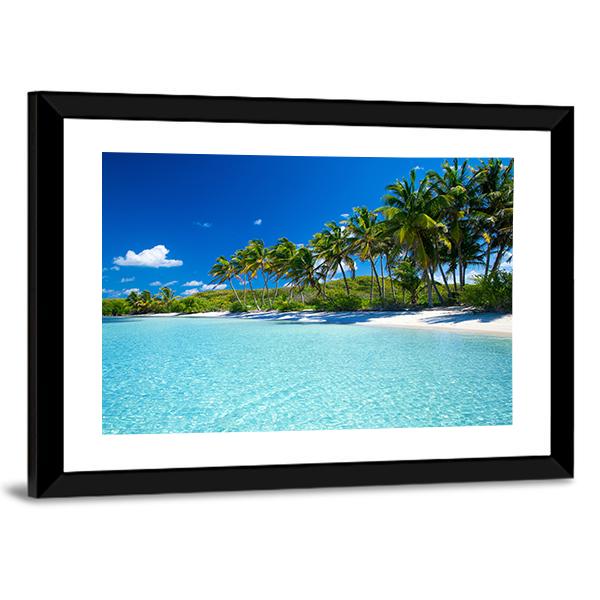 Palm Trees & Tropical Beach Canvas Wall Art-5 Horizontal-Gallery Wrap-22" x 12"-Tiaracle