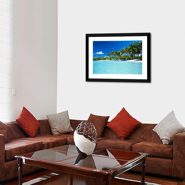 Palm Trees & Tropical Beach Canvas Wall Art-5 Horizontal-Gallery Wrap-22" x 12"-Tiaracle