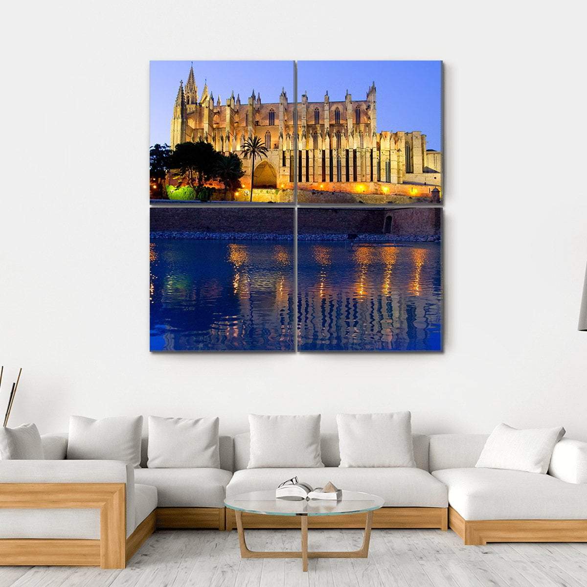 Palma Cathedral Canvas Wall Art-4 Square-Gallery Wrap-17" x 17"-Tiaracle