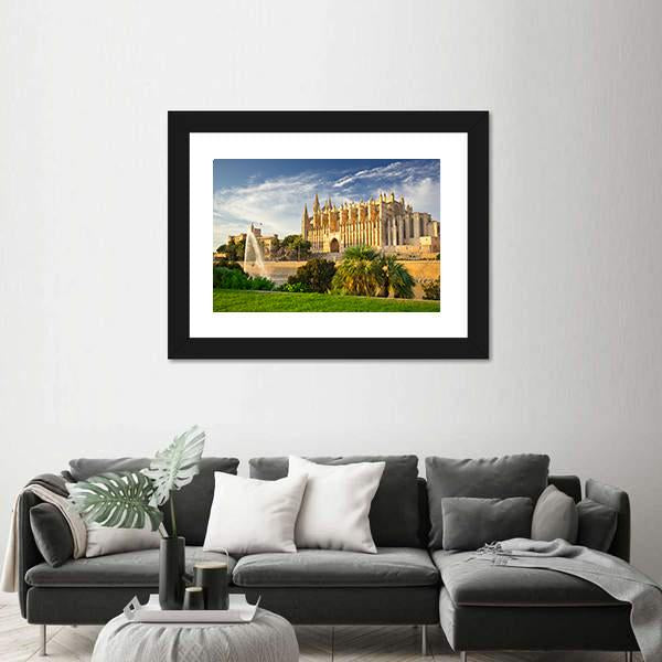 Palma Cathedral Spain Canvas Wall Art-1 Piece-Framed Print-20" x 16"-Tiaracle