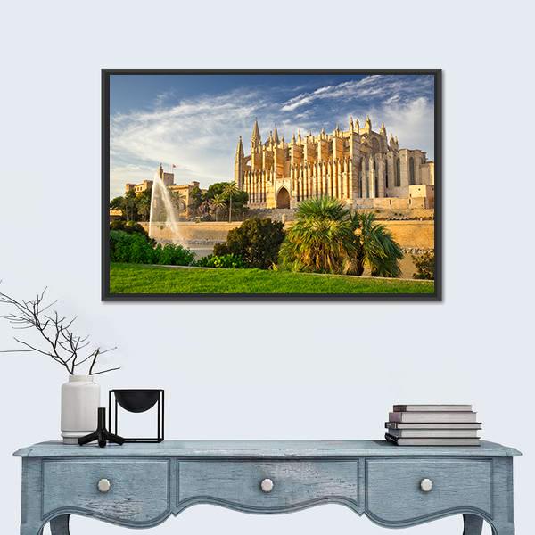 Palma Cathedral Spain Canvas Wall Art-5 Horizontal-Gallery Wrap-22" x 12"-Tiaracle