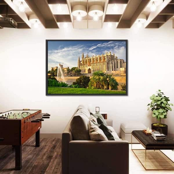 Palma Cathedral Spain Canvas Wall Art-5 Horizontal-Gallery Wrap-22" x 12"-Tiaracle