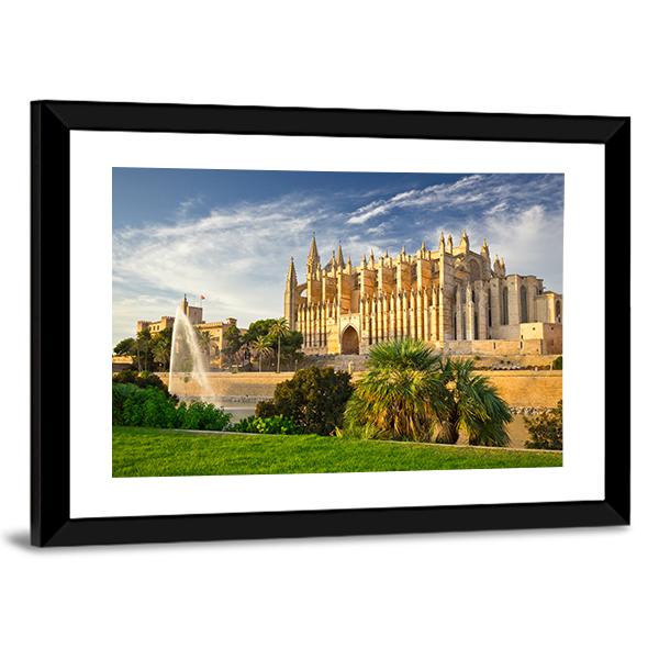 Palma Cathedral Spain Canvas Wall Art-5 Horizontal-Gallery Wrap-22" x 12"-Tiaracle