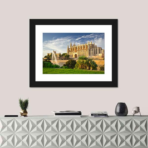 Palma Cathedral Spain Canvas Wall Art-5 Horizontal-Gallery Wrap-22" x 12"-Tiaracle