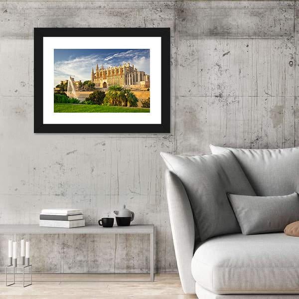 Palma Cathedral Spain Canvas Wall Art-5 Horizontal-Gallery Wrap-22" x 12"-Tiaracle