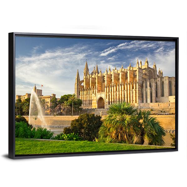 Palma Cathedral Spain Canvas Wall Art-5 Horizontal-Gallery Wrap-22" x 12"-Tiaracle