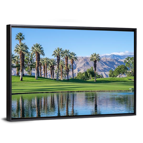 Palms Reflecting In Water Canvas Wall Art-3 Horizontal-Gallery Wrap-25&quot; x 16&quot;-Tiaracle