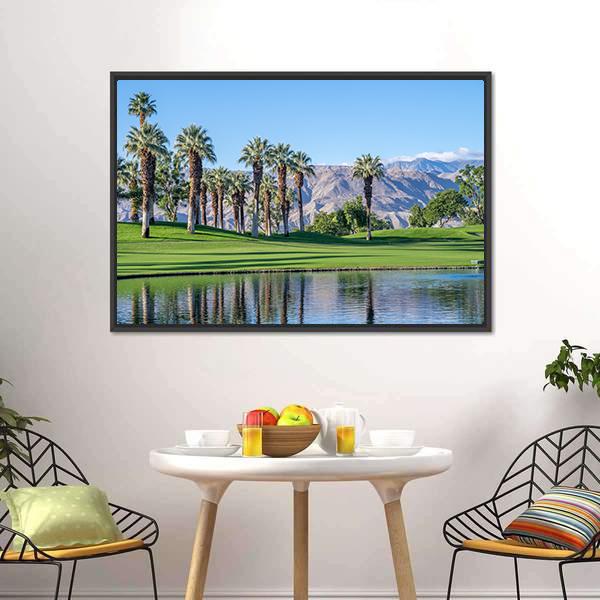 Palms Reflecting In Water Canvas Wall Art-3 Horizontal-Gallery Wrap-25&quot; x 16&quot;-Tiaracle