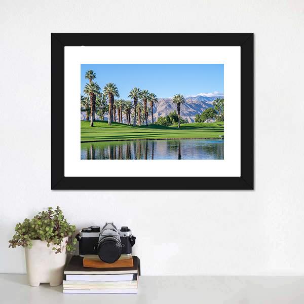 Palms Reflecting In Water Canvas Wall Art-3 Horizontal-Gallery Wrap-25&quot; x 16&quot;-Tiaracle