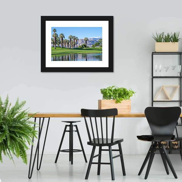 Palms Reflecting In Water Canvas Wall Art-3 Horizontal-Gallery Wrap-25" x 16"-Tiaracle