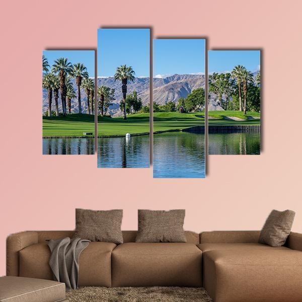 Golf Course In Palm Desert Canvas Wall Art-4 Pop-Gallery Wrap-50&quot; x 32&quot;-Tiaracle