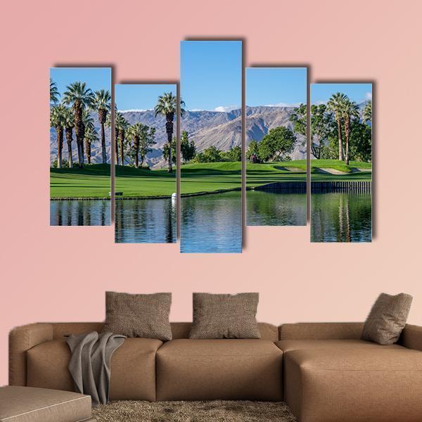 Golf Course In Palm Desert Canvas Wall Art-5 Pop-Gallery Wrap-47" x 32"-Tiaracle