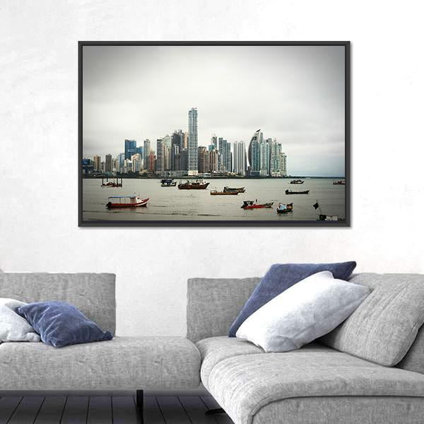 Panama City View Panoramic Canvas Wall Art-1 Piece-36" x 12"-Tiaracle
