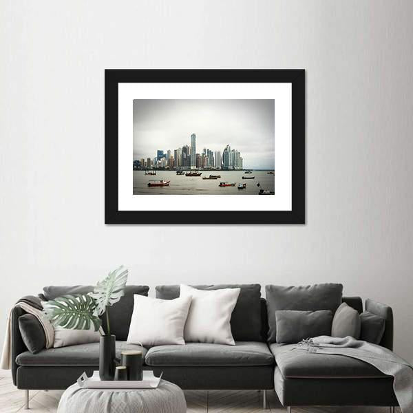 Panama City View Panoramic Canvas Wall Art-1 Piece-36" x 12"-Tiaracle