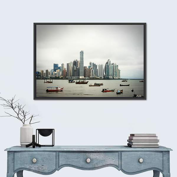 Panama City View Panoramic Canvas Wall Art-1 Piece-36" x 12"-Tiaracle