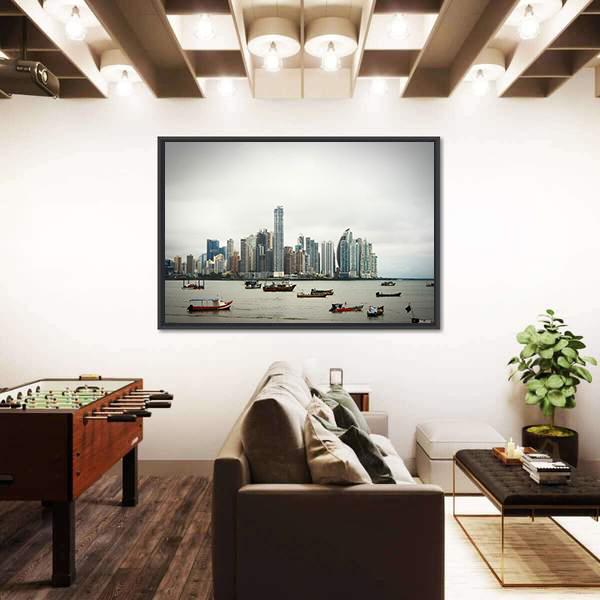 Panama City View Panoramic Canvas Wall Art-1 Piece-36" x 12"-Tiaracle
