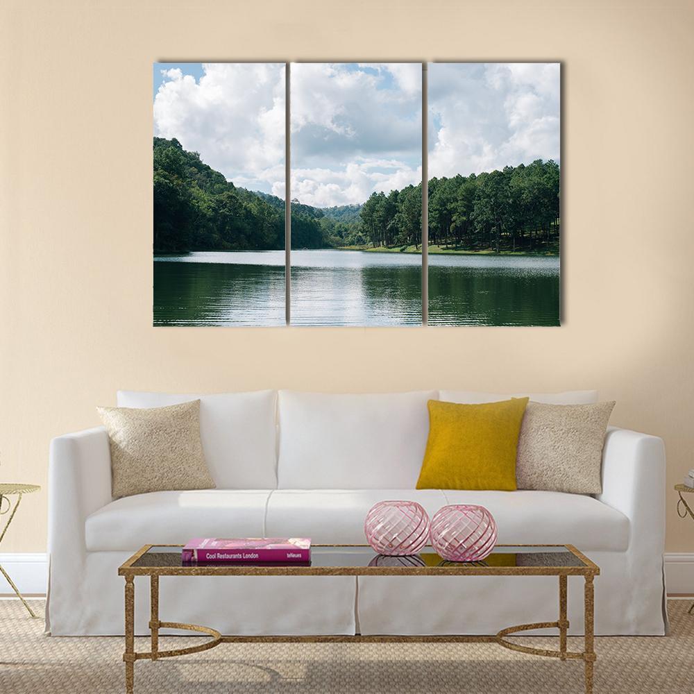 Pang Ung Lake In Maehongson Canvas Wall Art-3 Horizontal-Gallery Wrap-37" x 24"-Tiaracle