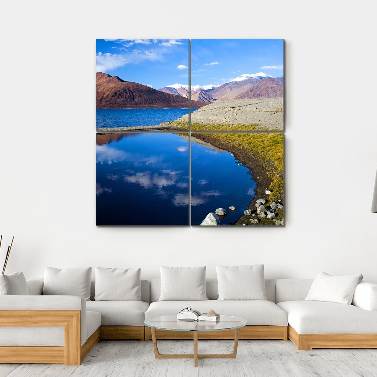 Pangong Lake In Ladakh Canvas Wall Art-4 Square-Gallery Wrap-17" x 17"-Tiaracle