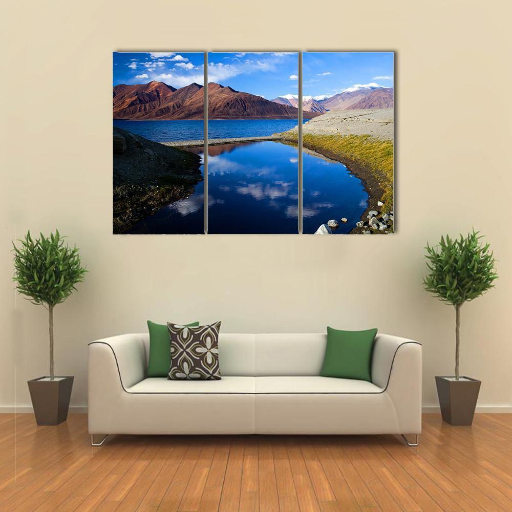 Pangong Lake In Ladakh Canvas Wall Art-3 Horizontal-Gallery Wrap-37" x 24"-Tiaracle