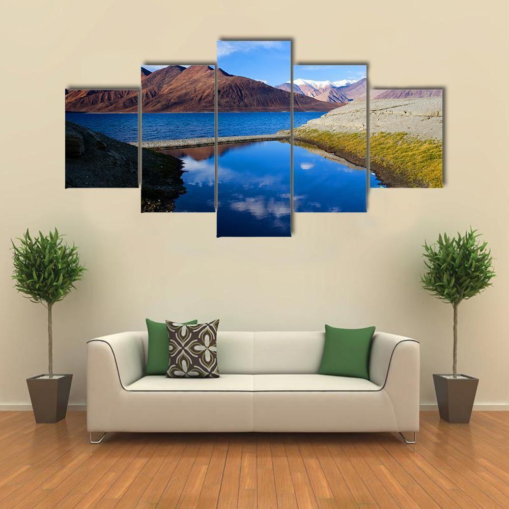 Pangong Lake In Ladakh Canvas Wall Art-5 Star-Gallery Wrap-62" x 32"-Tiaracle