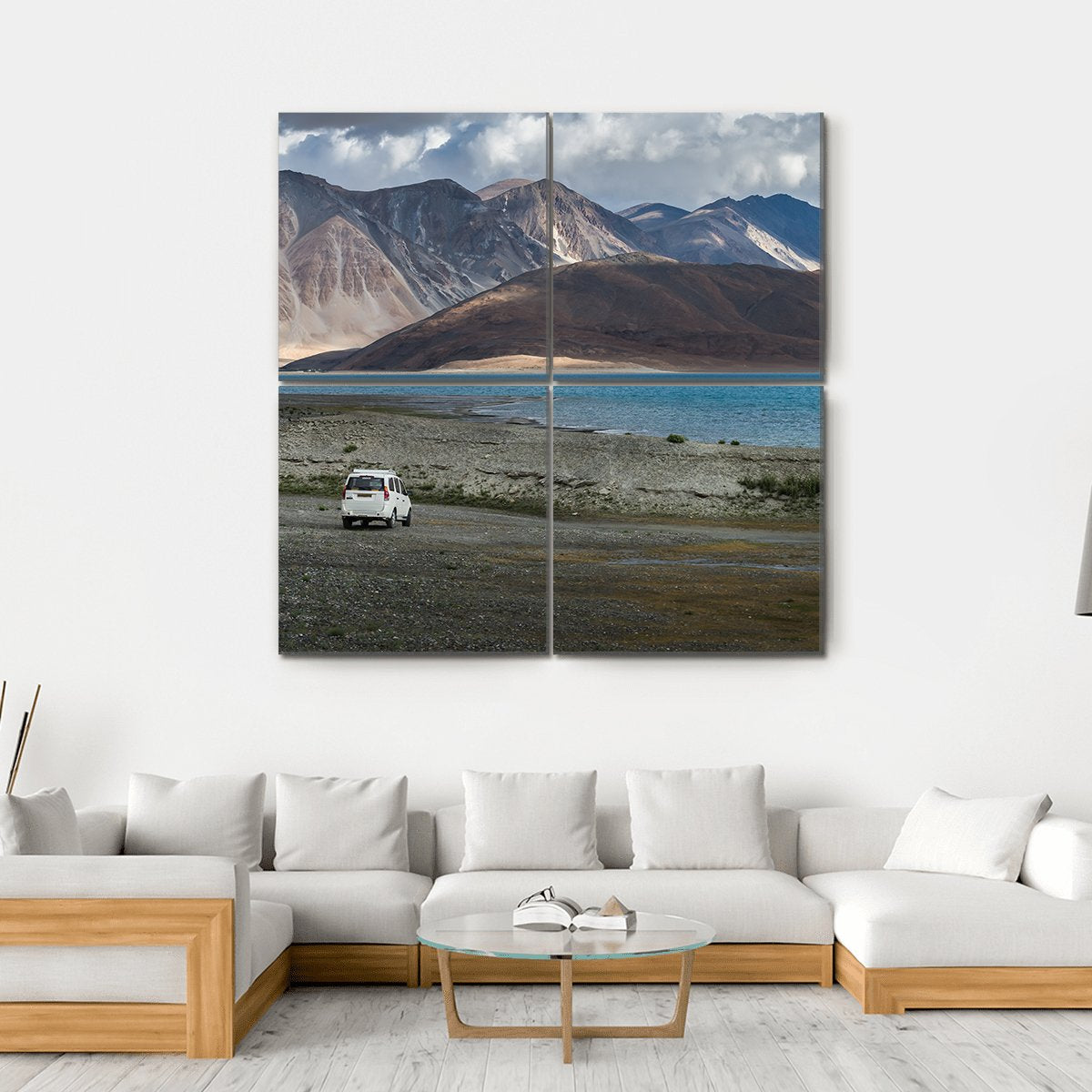 Pangong Lake India Canvas Wall Art-4 Square-Gallery Wrap-17" x 17"-Tiaracle