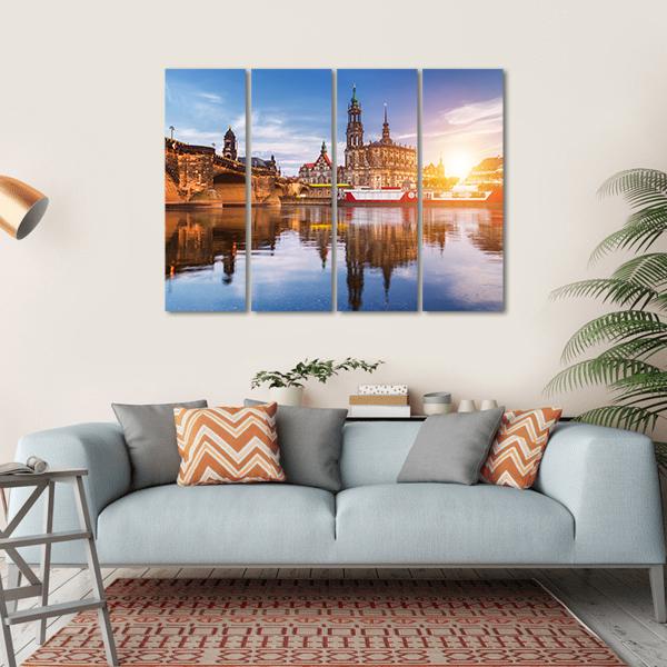 Panorama At Elbe River Canvas Wall Art-4 Horizontal-Gallery Wrap-34" x 24"-Tiaracle