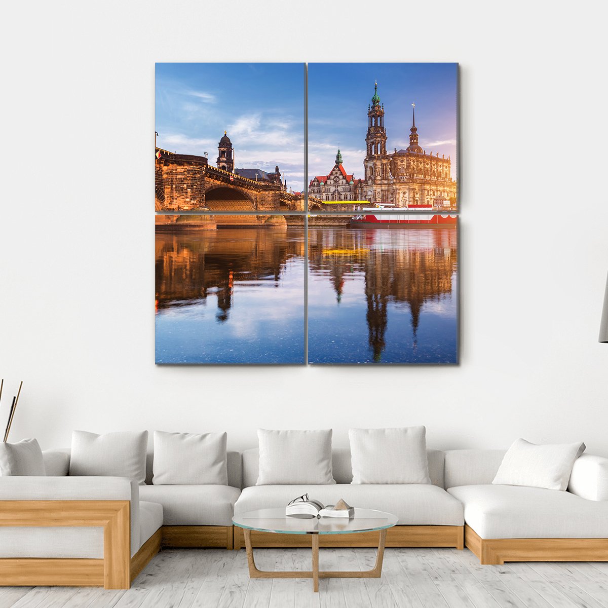 Panorama At Elbe River Canvas Wall Art-4 Square-Gallery Wrap-17" x 17"-Tiaracle